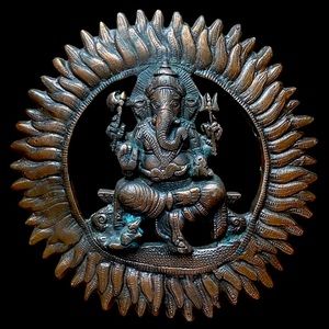 Vintage brass wall hanging Ganesha decor